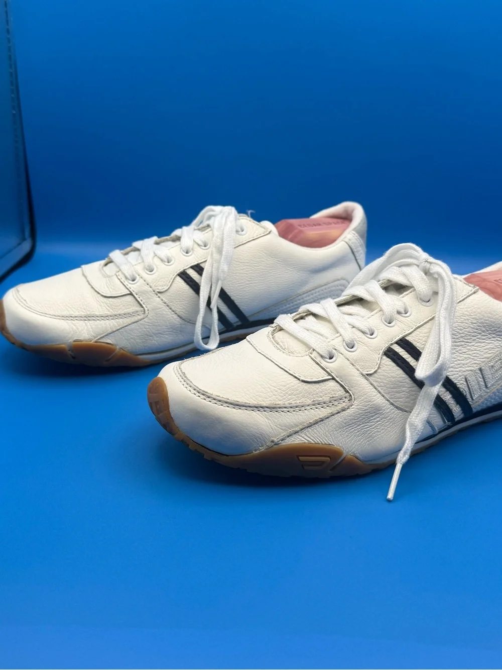 Diesel Barner White Leather Sneaker Bundle Sz 8.5